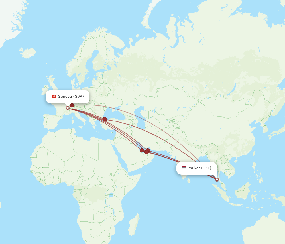 HKT to GVA flights and routes map