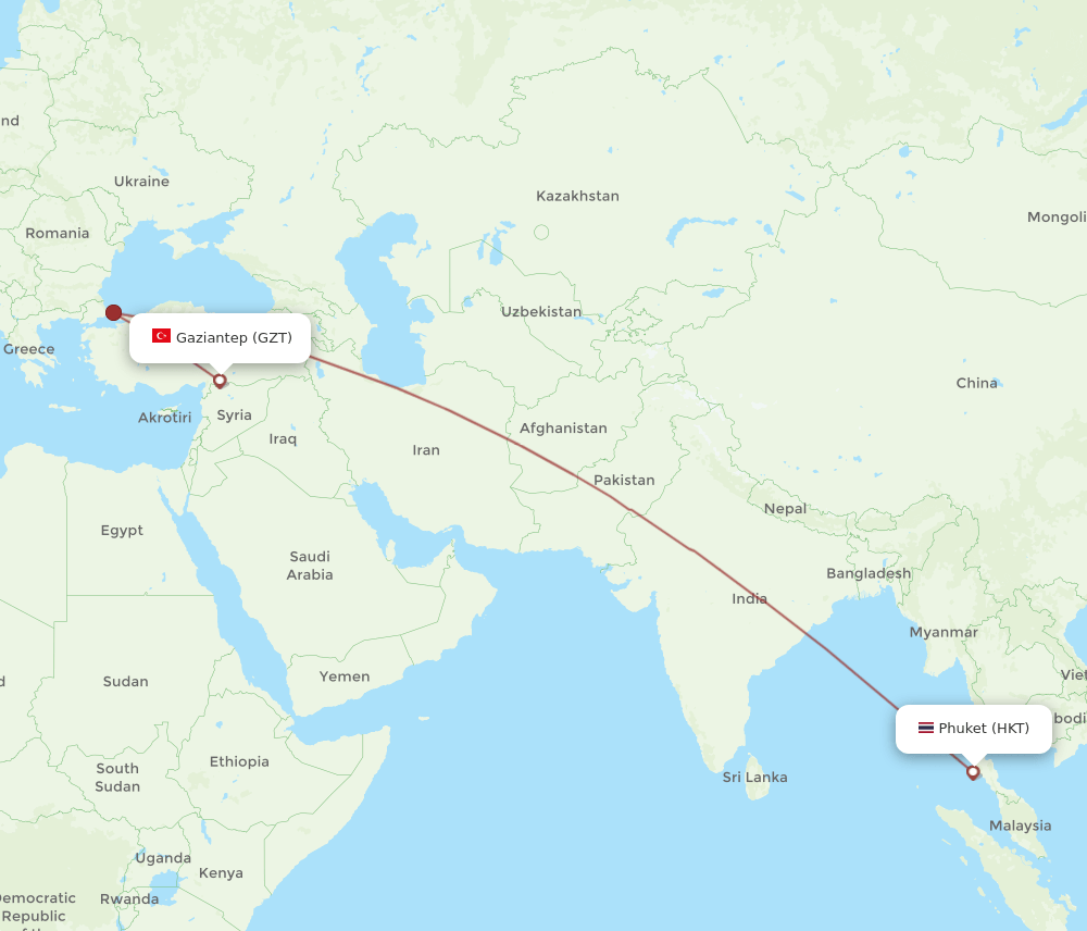 HKT-GZT flight routes