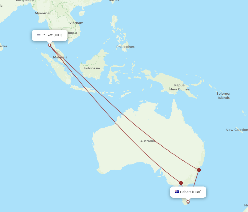 HKT-HBA flight routes