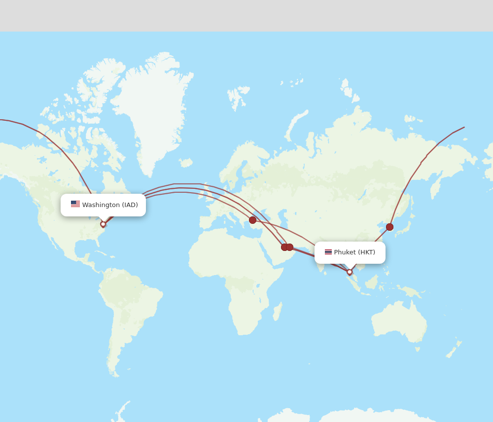 HKT to IAD flights and routes map
