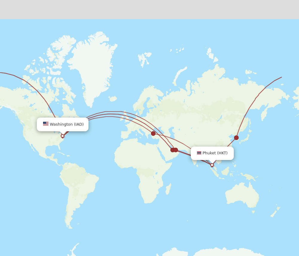 HKT-IAD flight routes