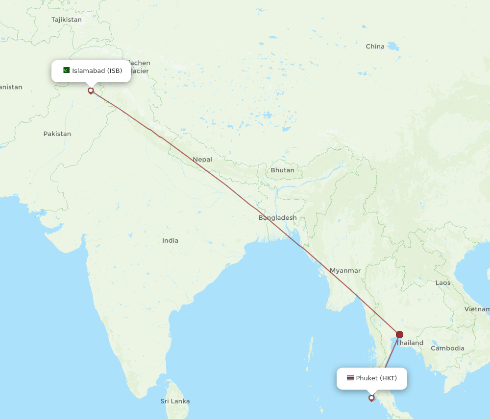 HKT-ISB flight routes