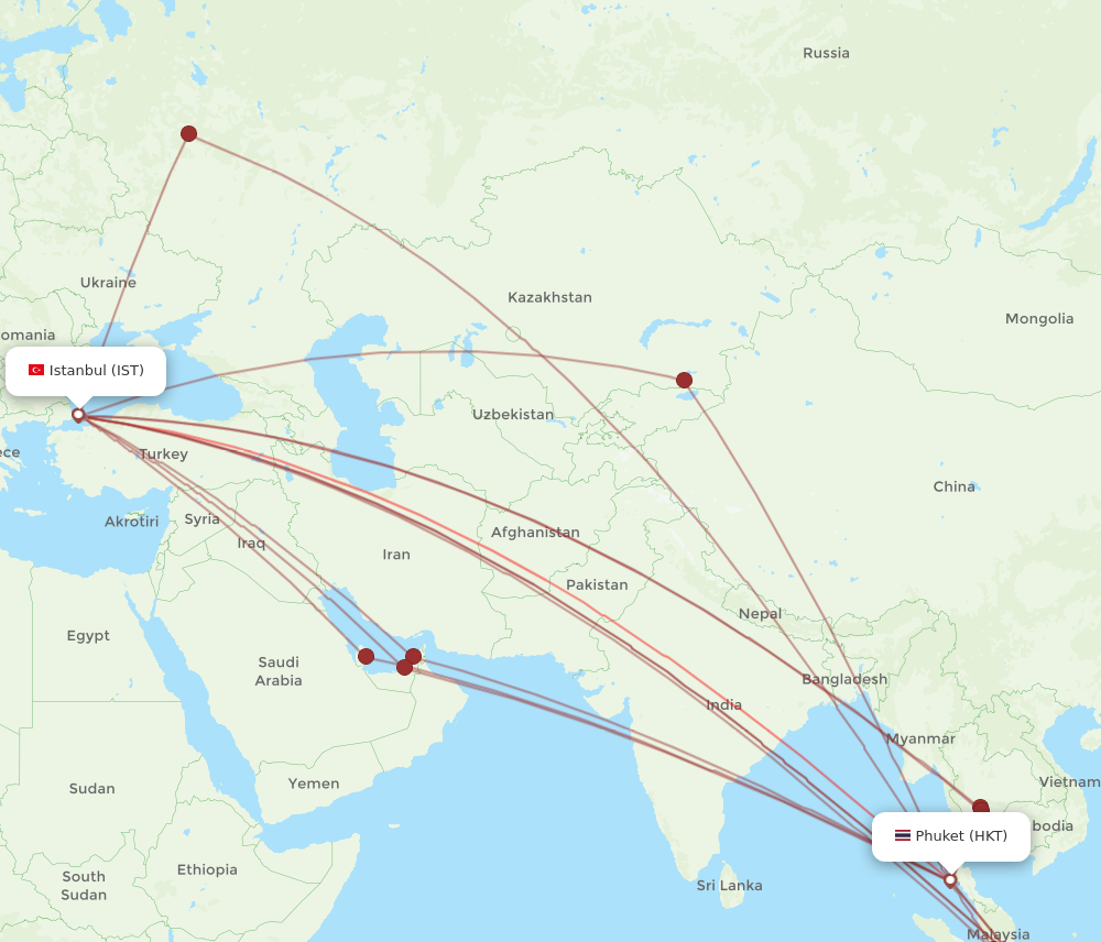 HKT to IST flights and routes map