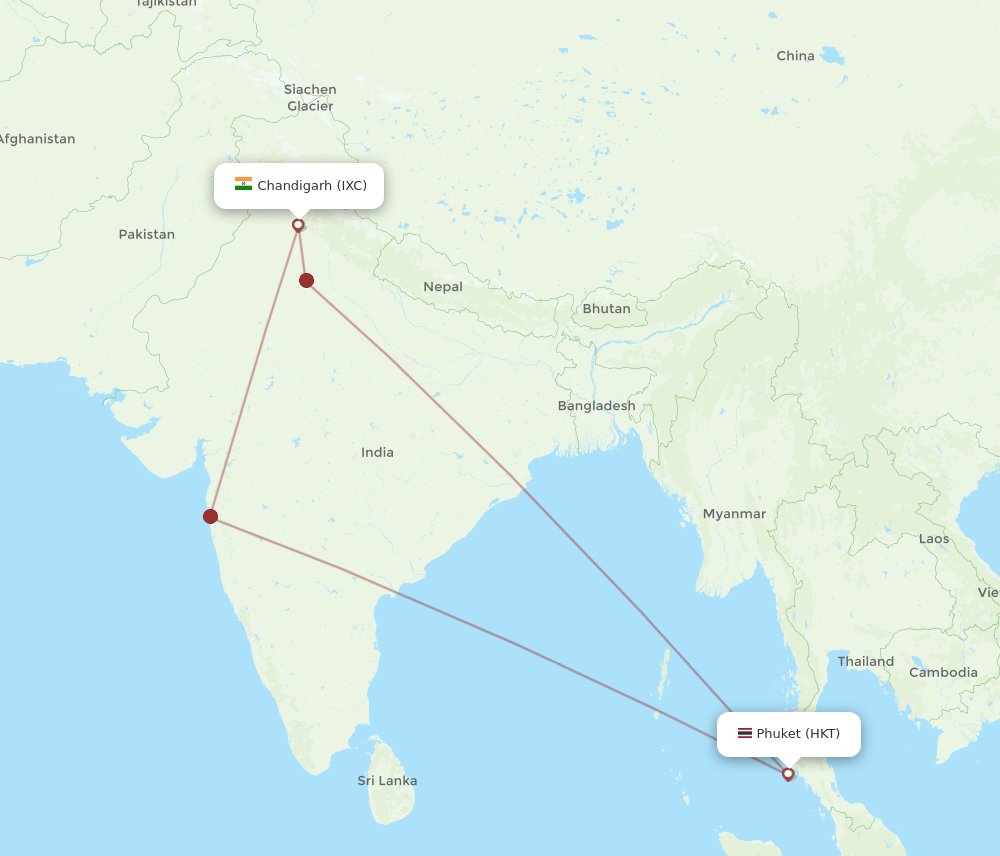HKT-IXC flight routes