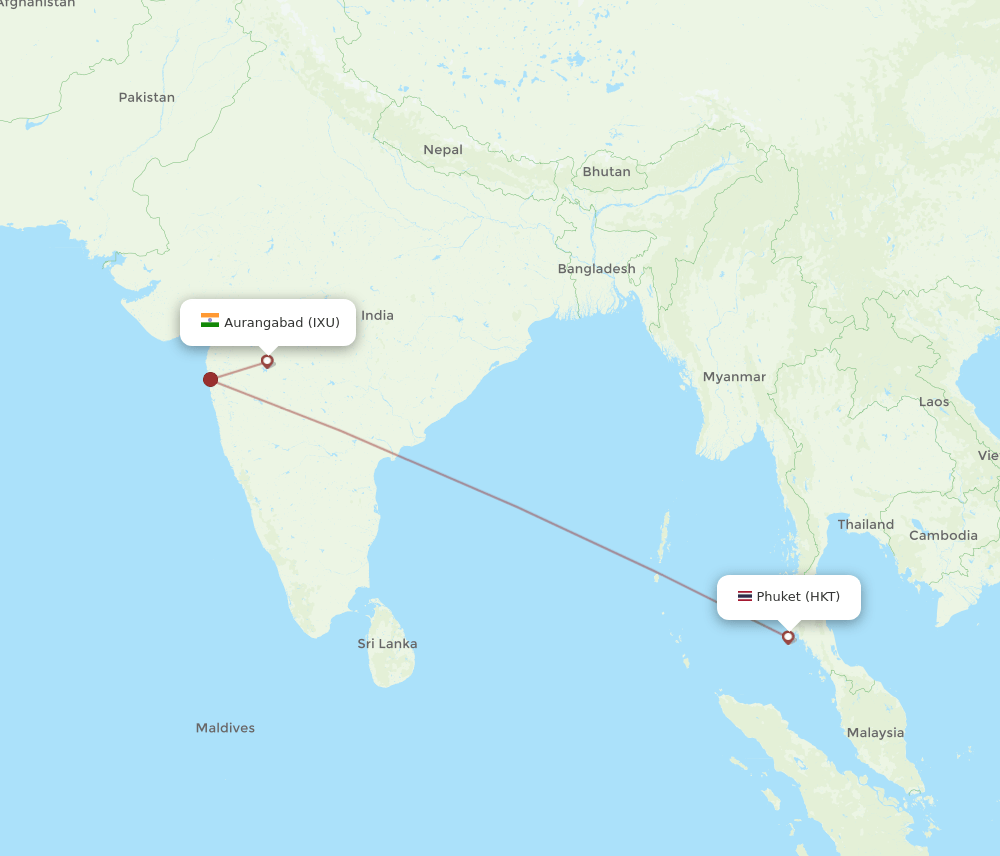 HKT to IXU flights and routes map