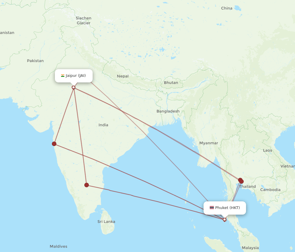 HKT-JAI flight routes