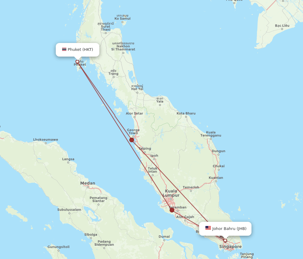 HKT to JHB flights and routes map