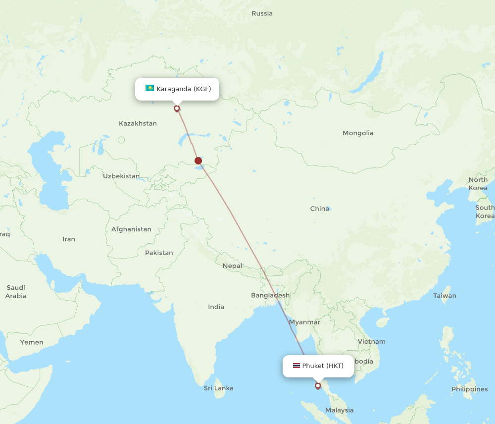 HKT to KGF flights and routes map