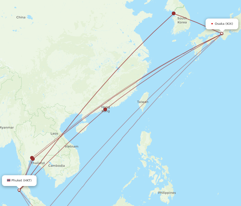 HKT to KIX flights and routes map
