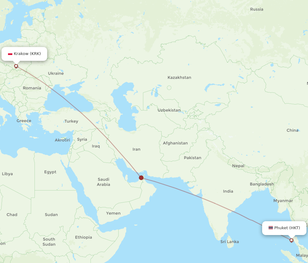HKT-KRK flight routes