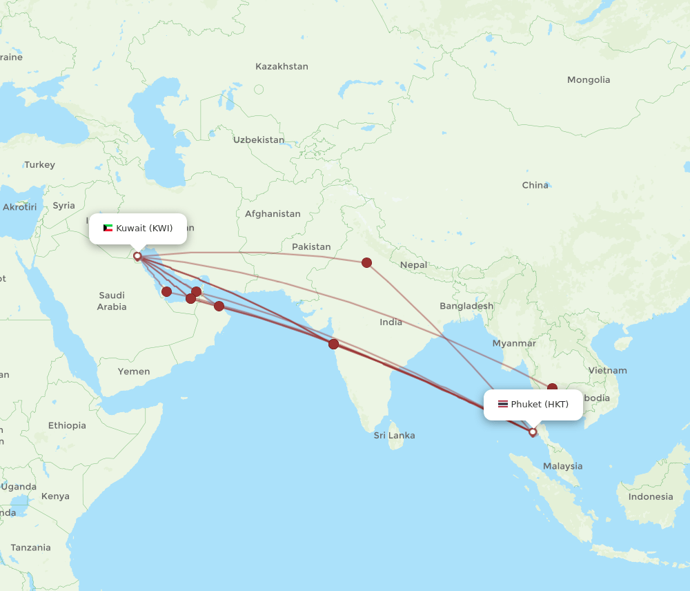 HKT-KWI flight routes