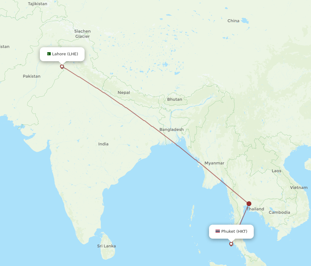 HKT-LHE flight routes