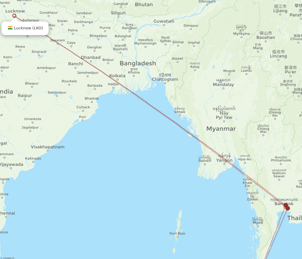 HKT-LKO flight routes