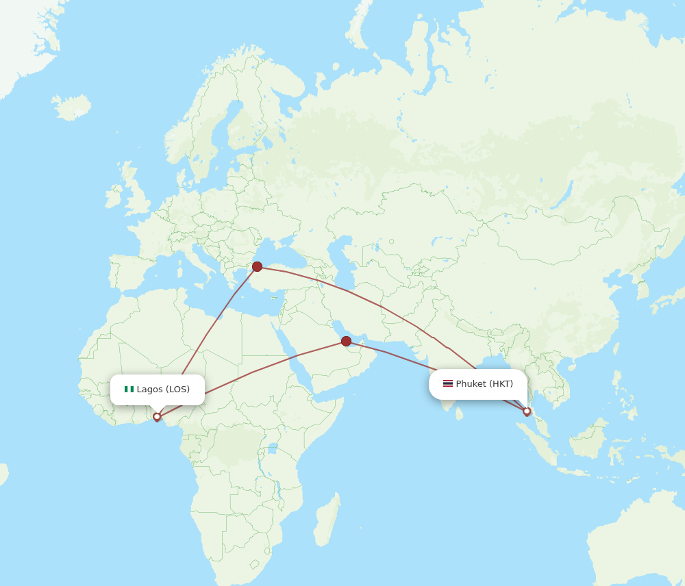 HKT-LOS flight routes