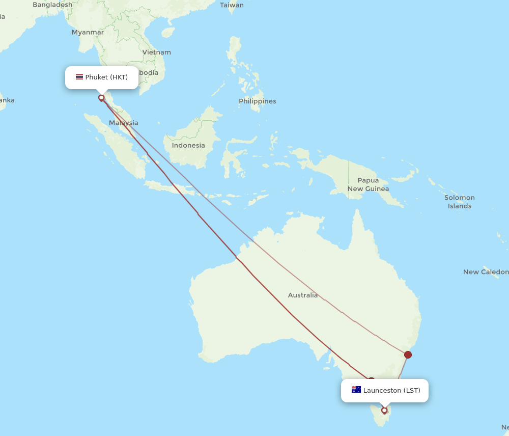 HKT-LST flight routes