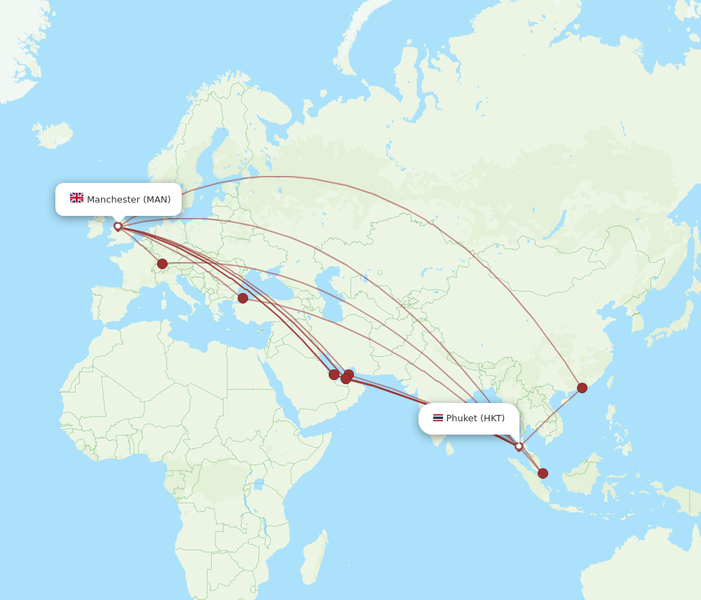 HKT-MAN flight routes
