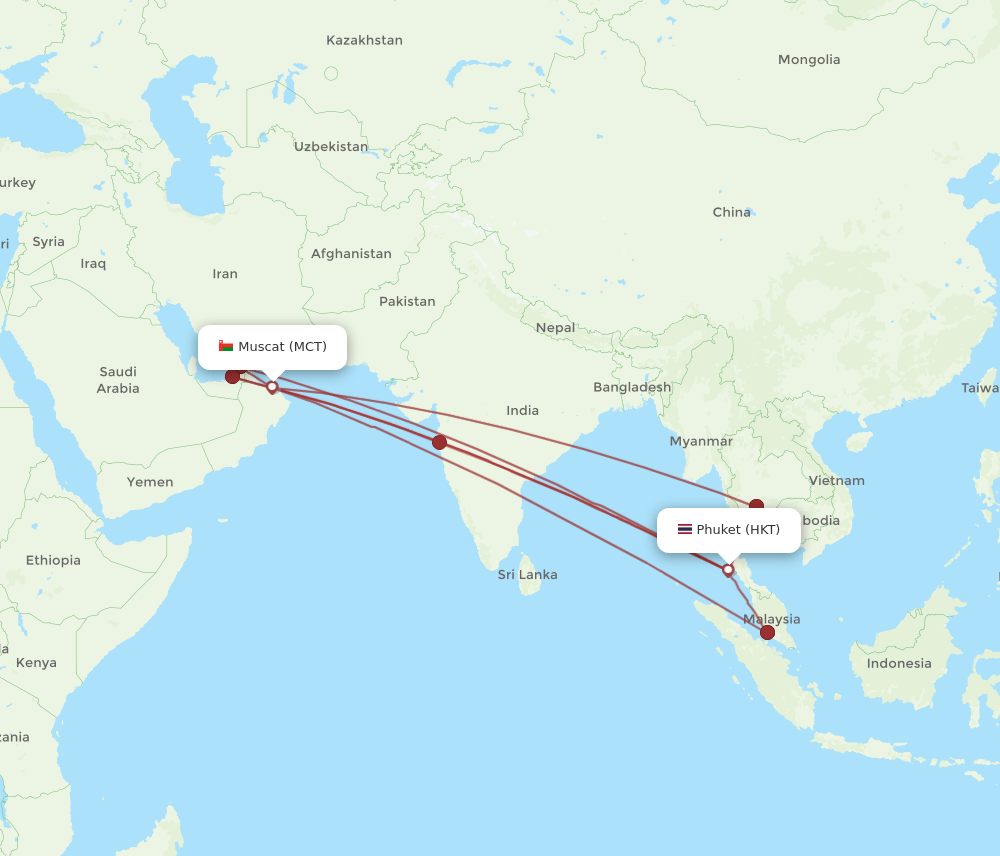 HKT-MCT flight routes