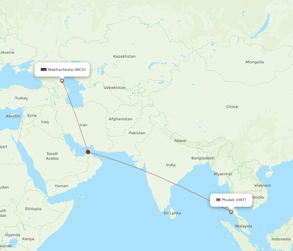 HKT to MCX flights and routes map