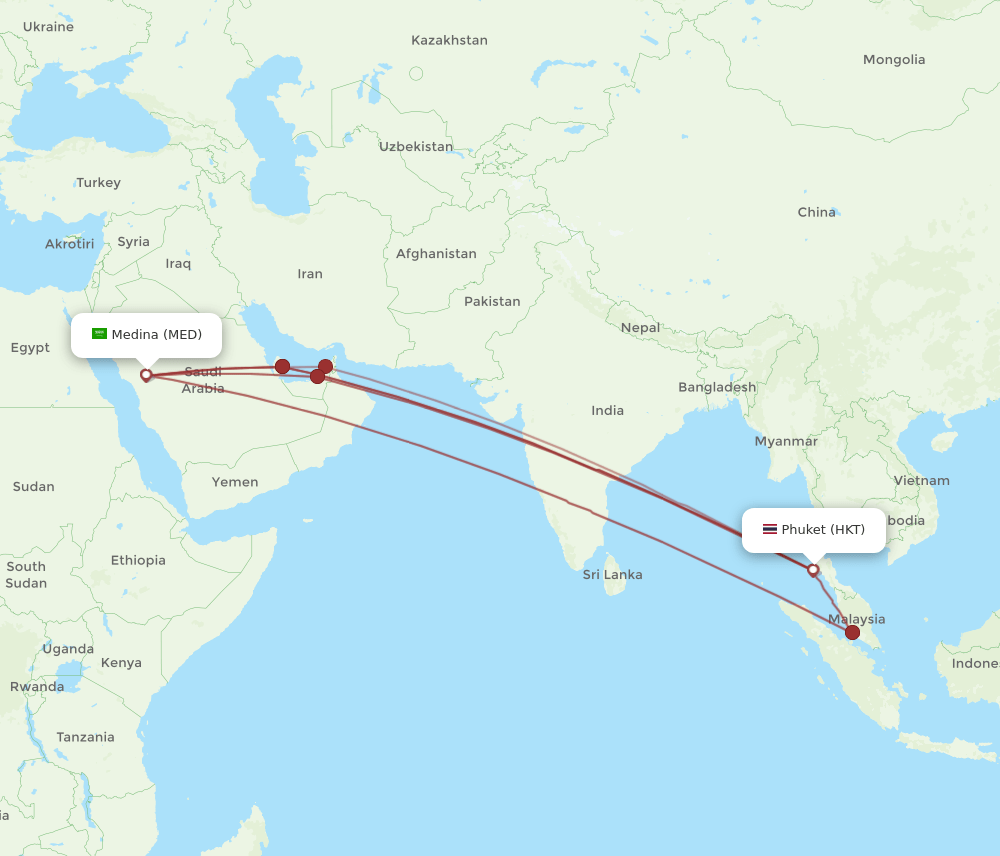 HKT-MED flight routes