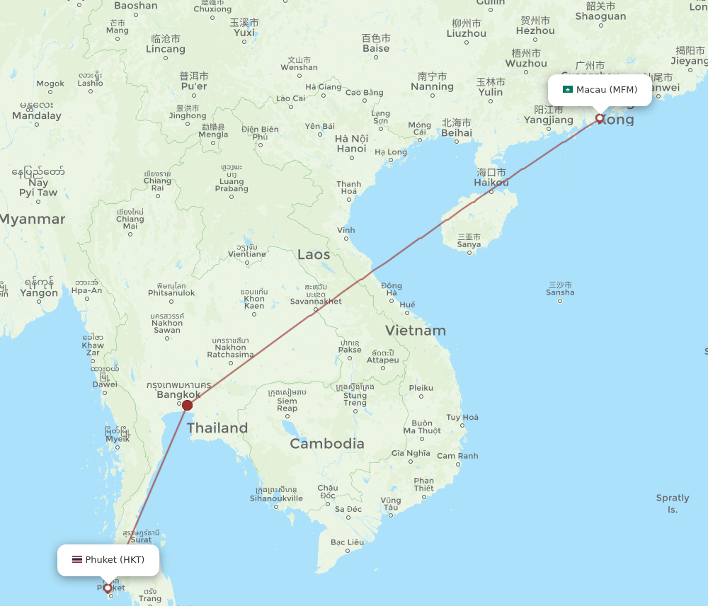 HKT to MFM flights and routes map