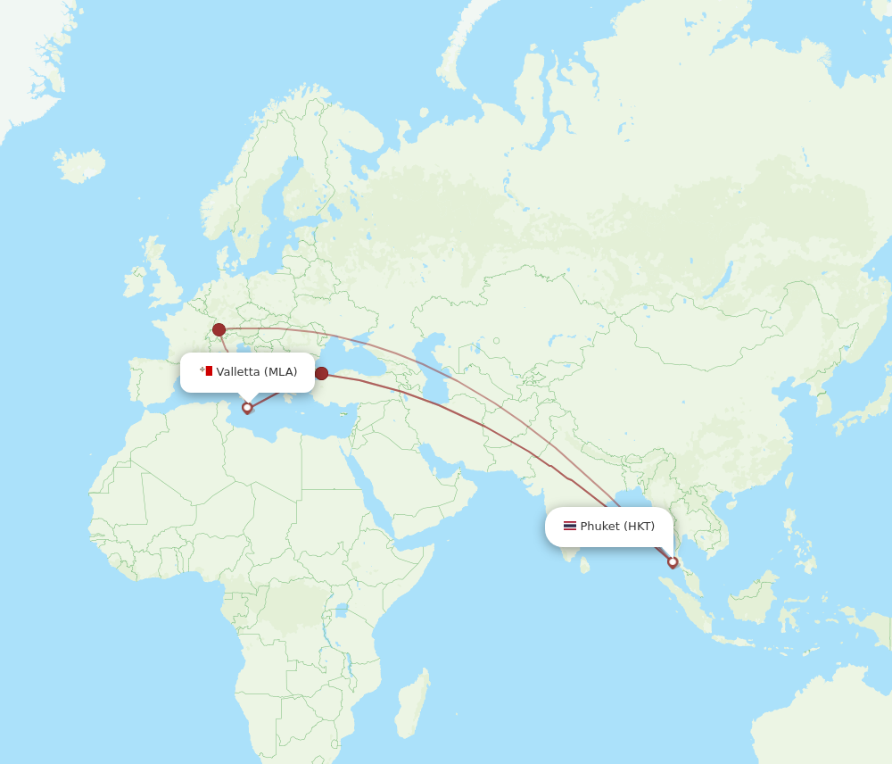 HKT to MLA flights and routes map