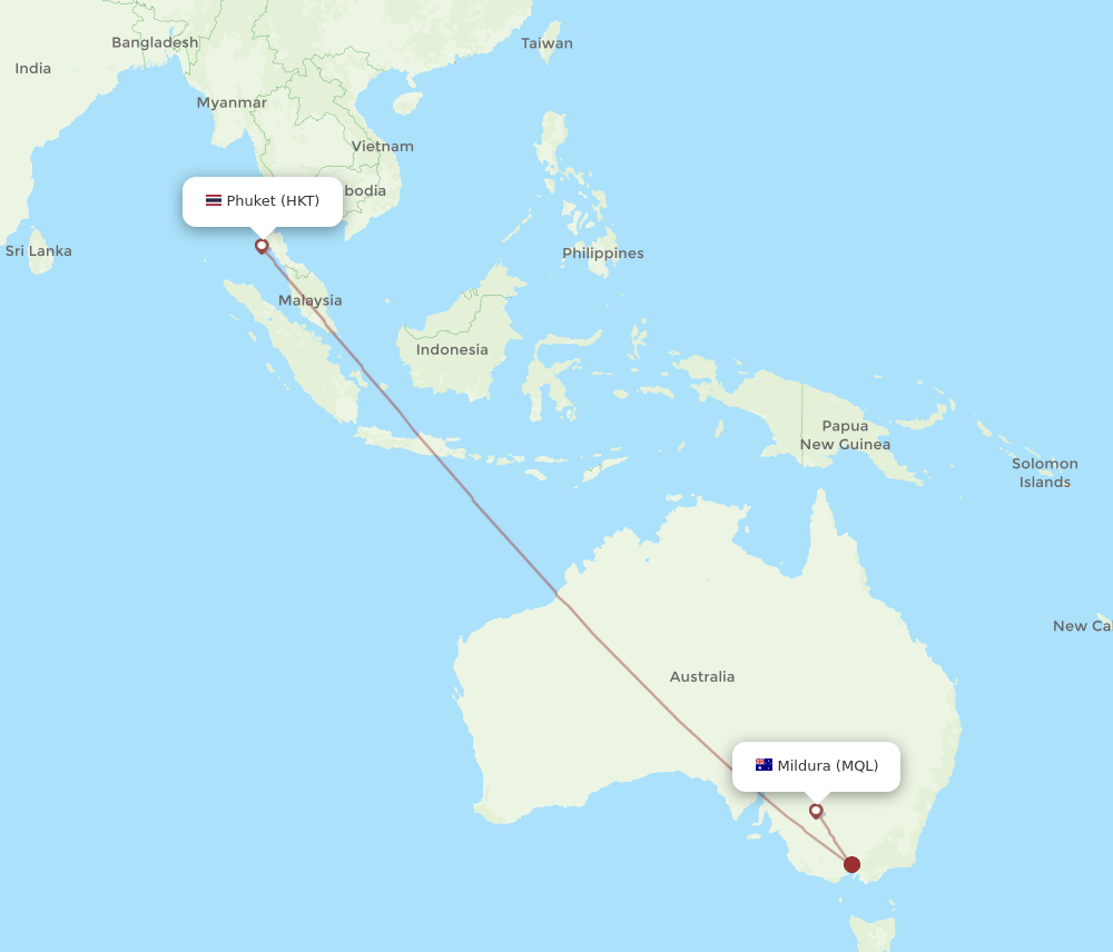 HKT to MQL flights and routes map