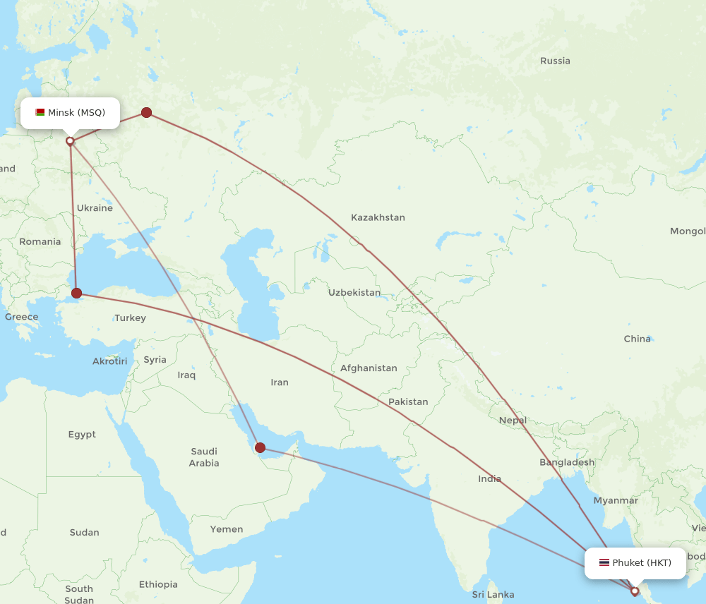 HKT-MSQ flight routes