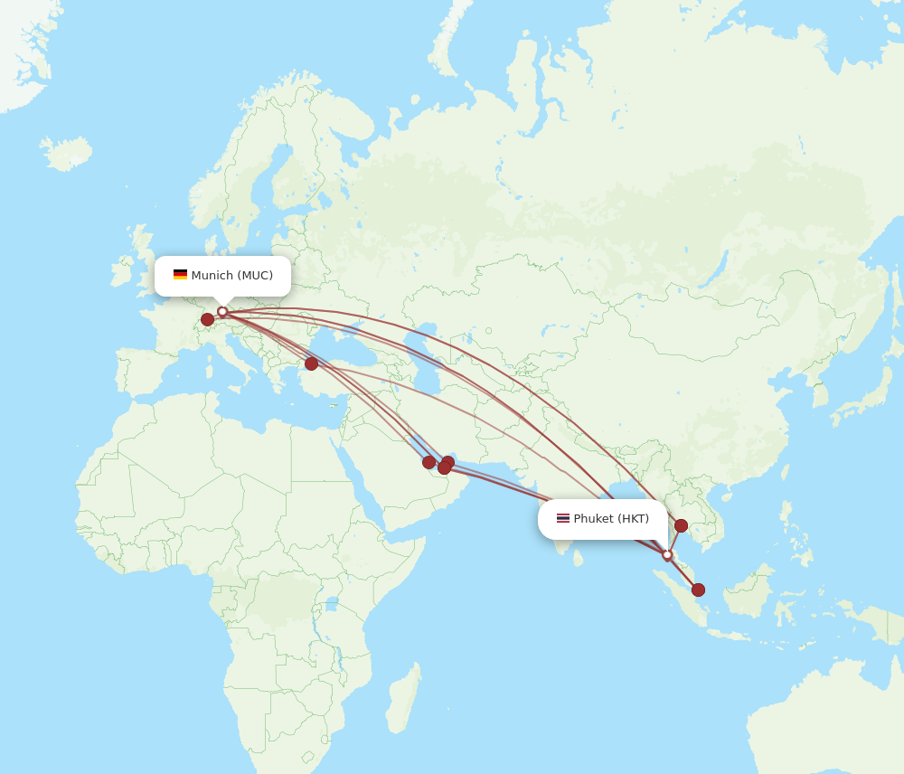 HKT to MUC flights and routes map