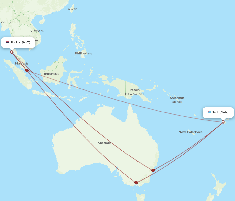 HKT-NAN flight routes