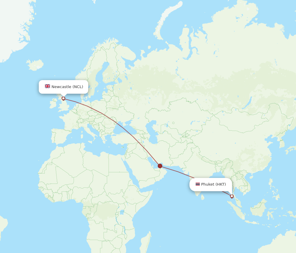 HKT-NCL flight routes