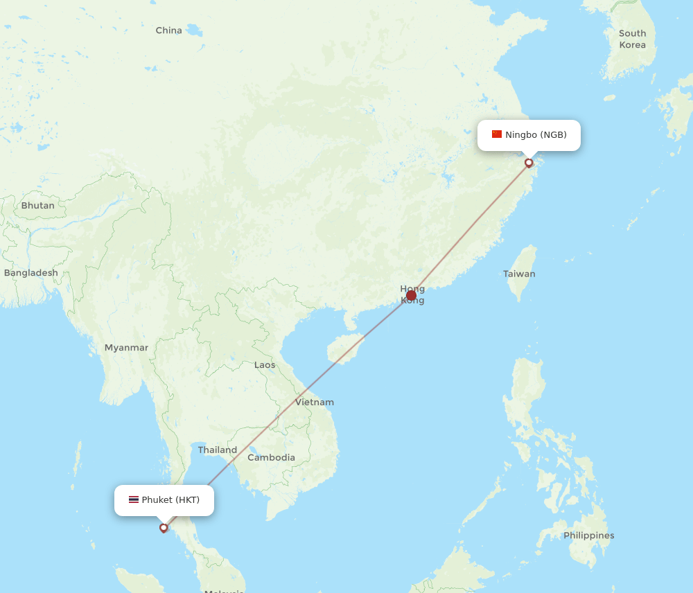 HKT to NGB flights and routes map