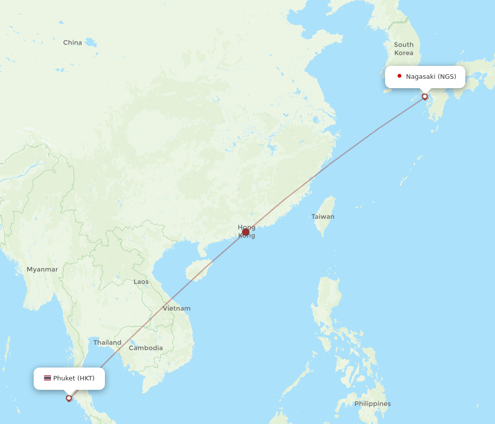 HKT to NGS flights and routes map