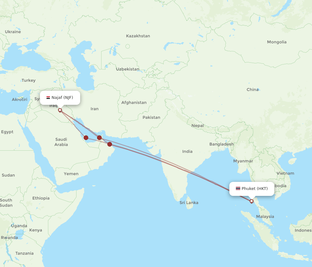HKT-NJF flight routes