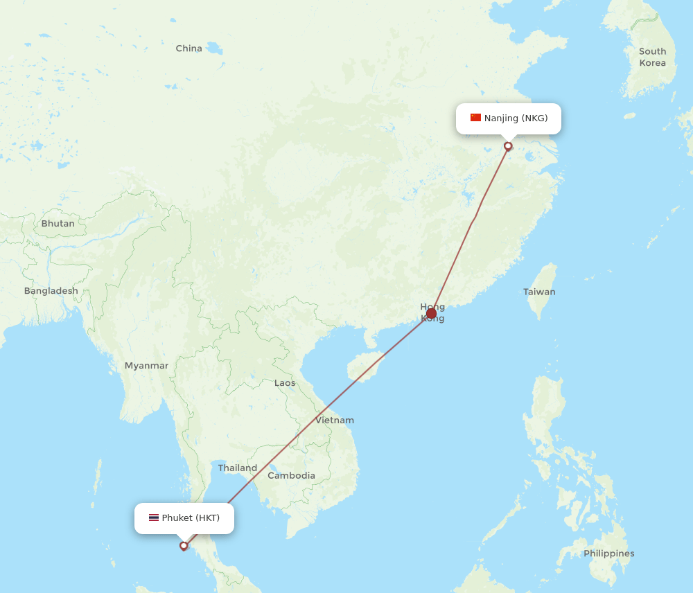 HKT to NKG flights and routes map