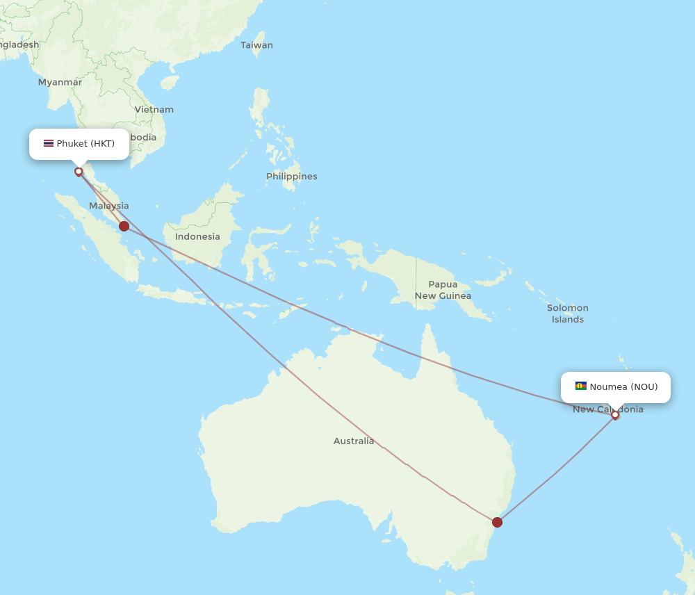 HKT-NOU flight routes