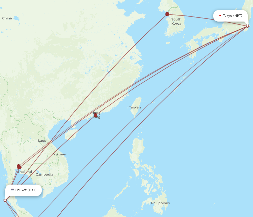 HKT to NRT flights and routes map