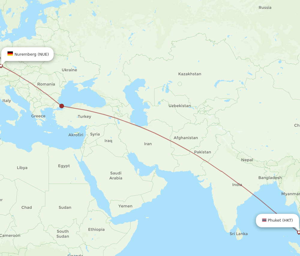 HKT-NUE flight routes