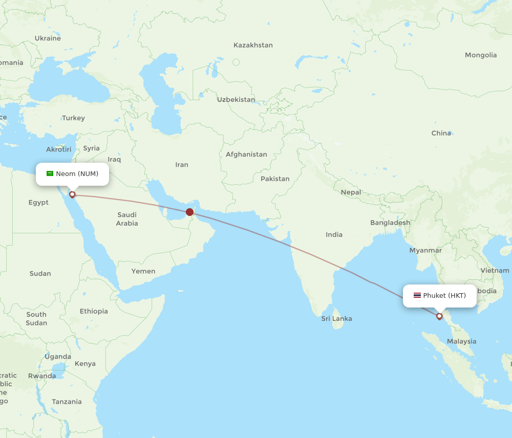 Neom Bay - Phuket route map and flight paths