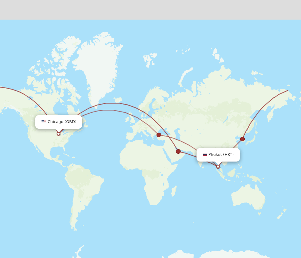 HKT to ORD flights and routes map