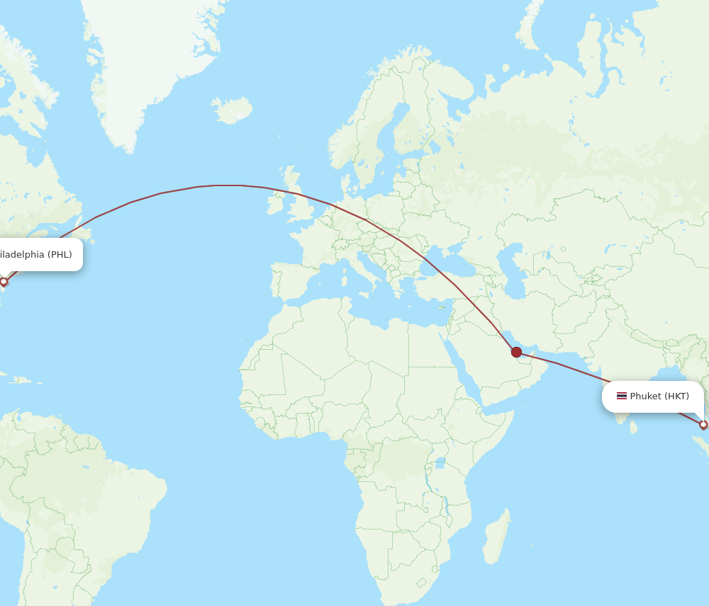 HKT to PHL flights and routes map