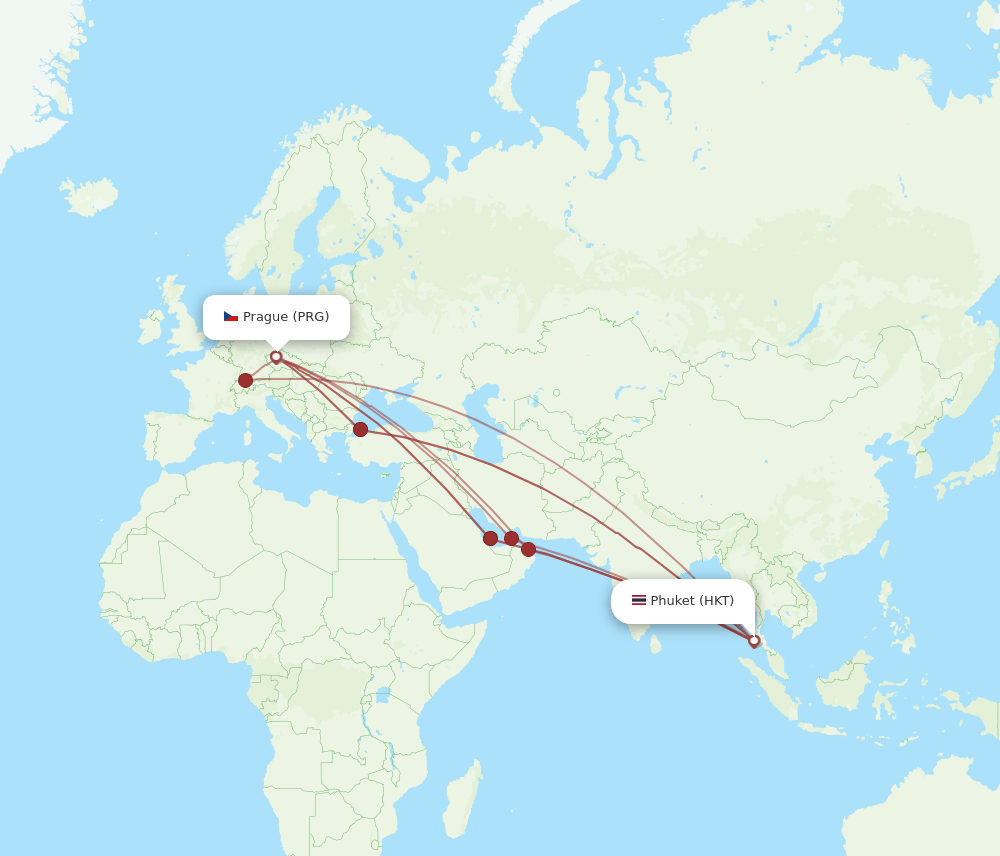 HKT-PRG flight routes