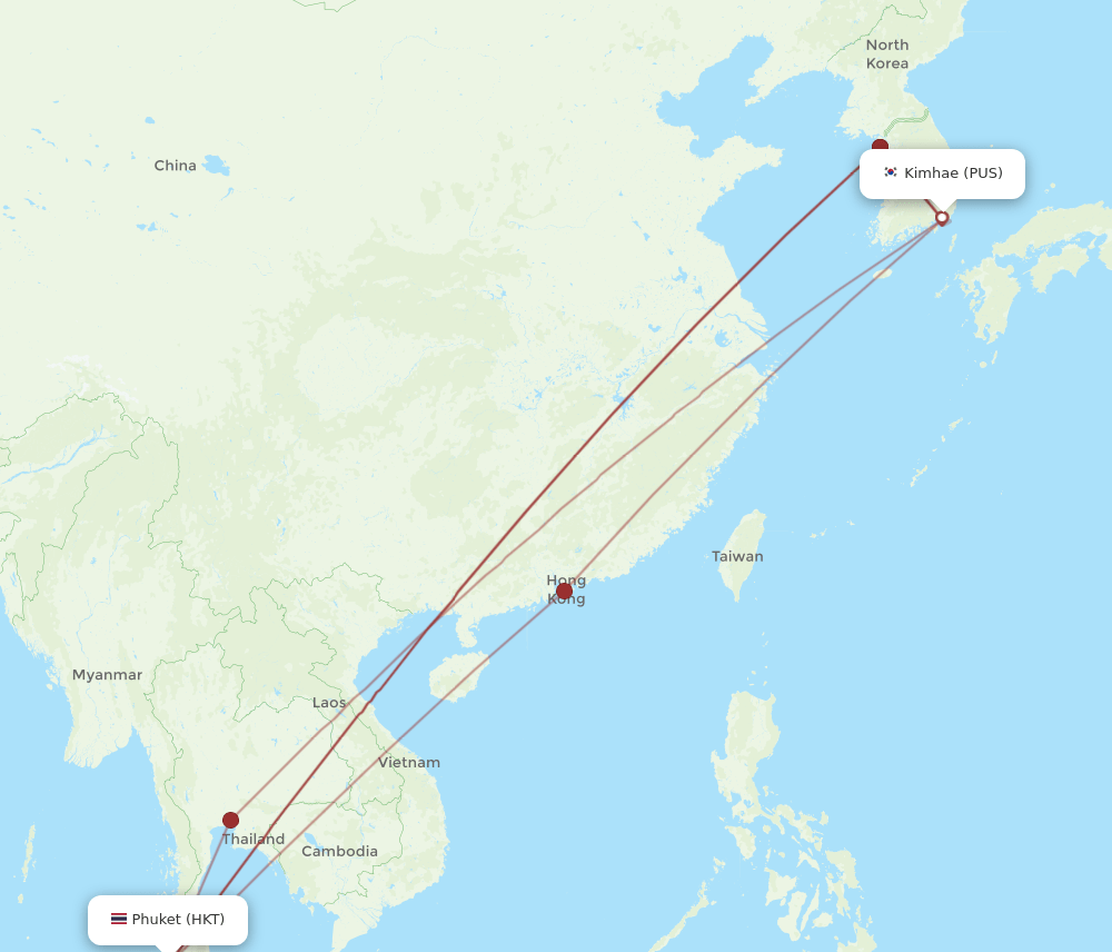 HKT-PUS flight routes