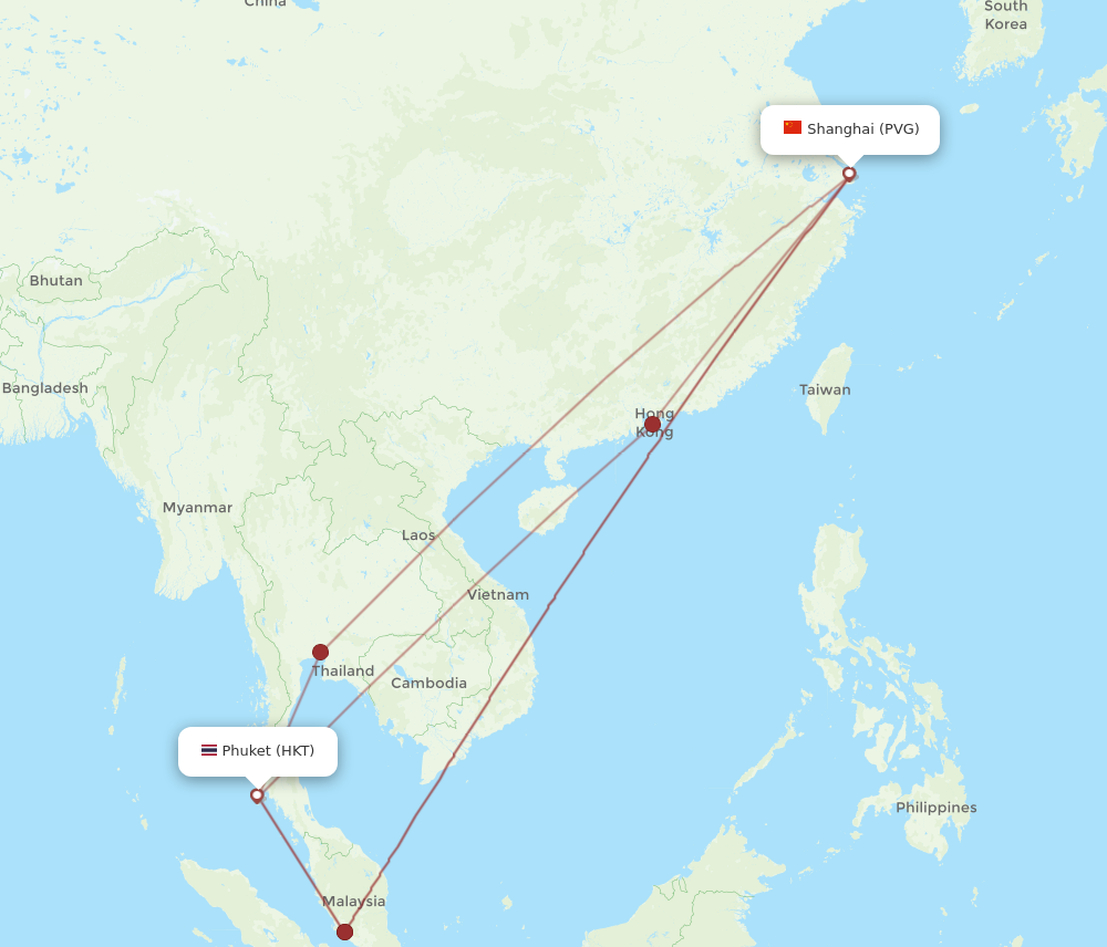 HKT to PVG flights and routes map