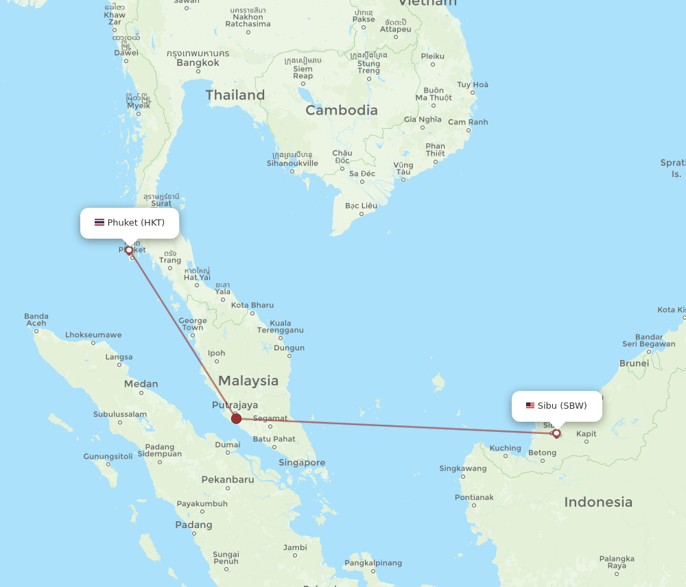 HKT to SBW flights and routes map