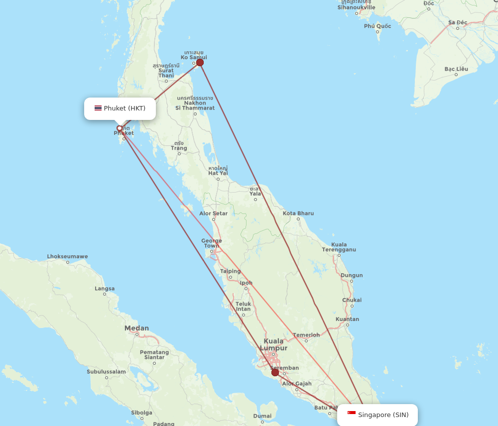 HKT to SIN flights and routes map