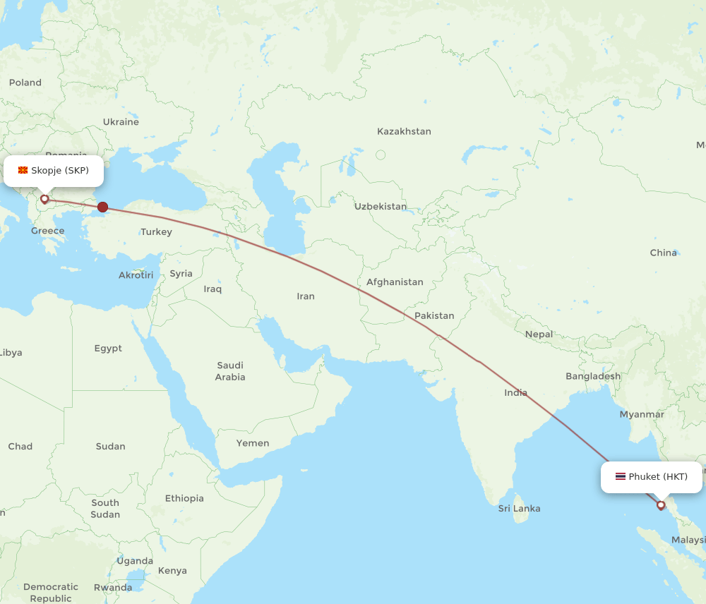 HKT-SKP flight routes