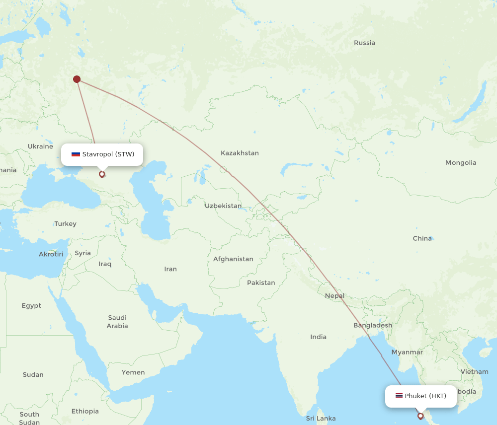 HKT to STW flights and routes map