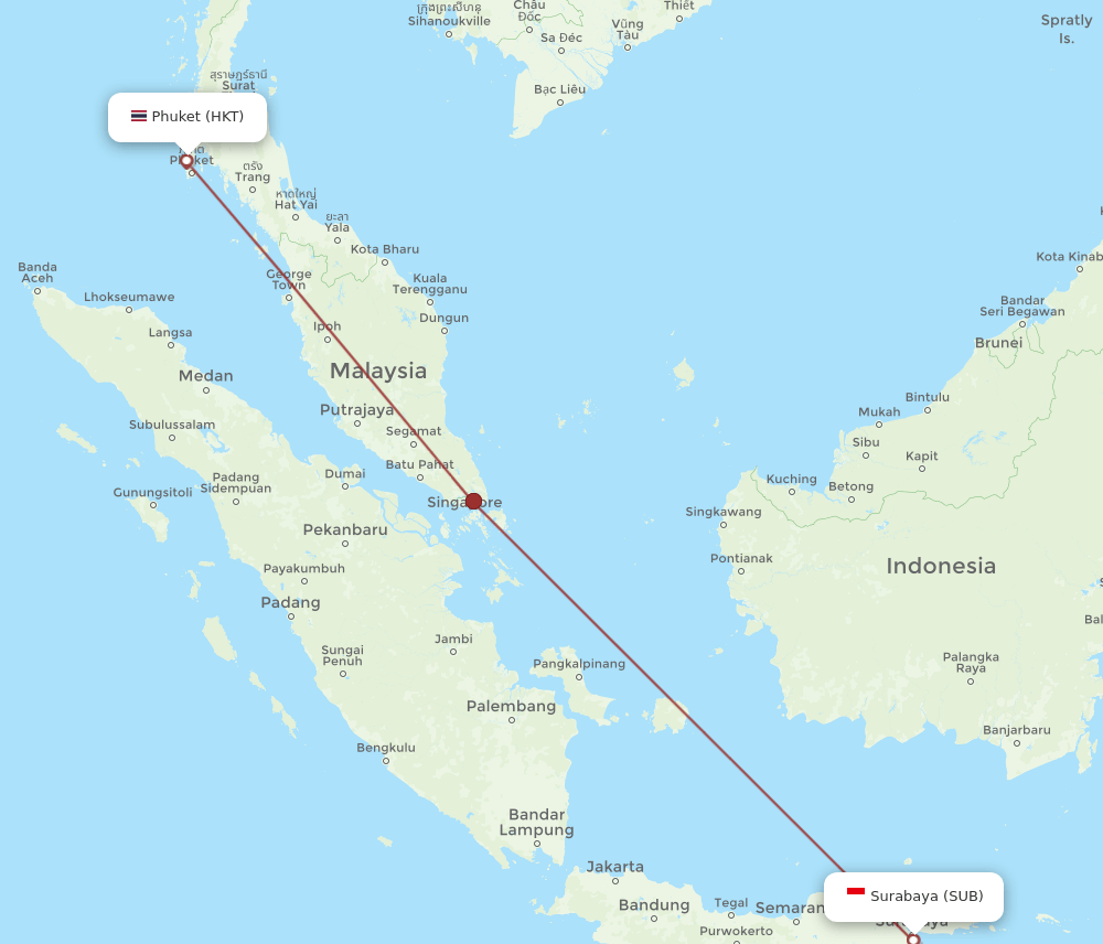 HKT-SUB flight routes