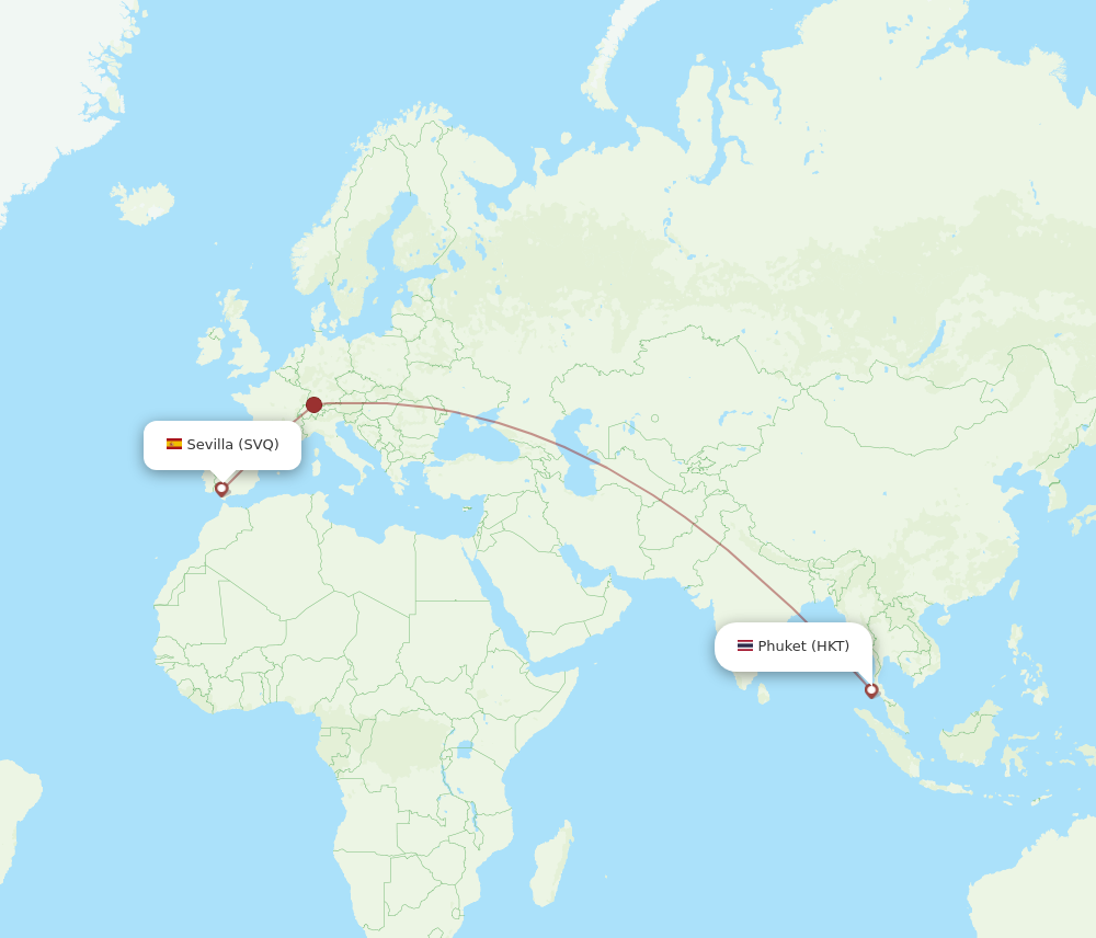 SVQ to HKT flights and routes map