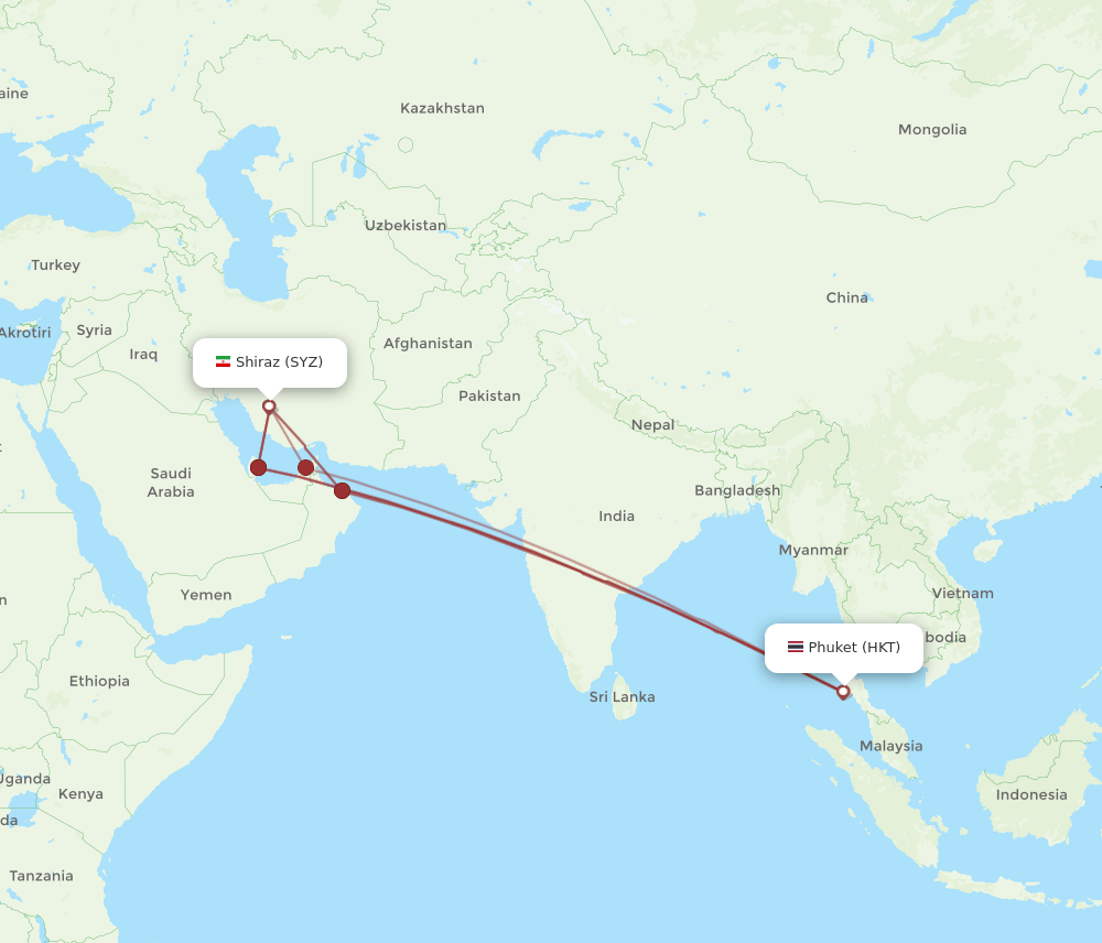 HKT-SYZ flight routes